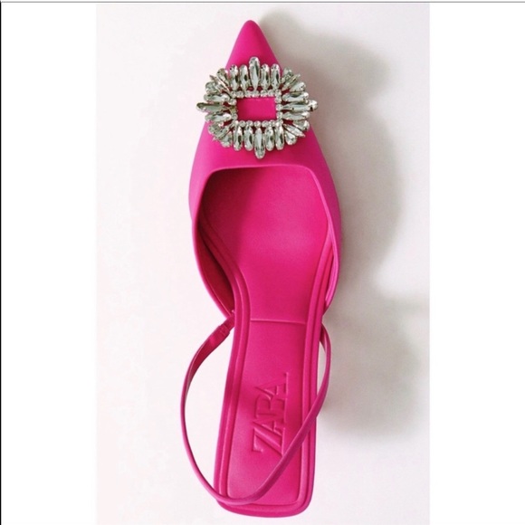 NWT Zara Shimmery Slingback Heels - Picture 3 of 10